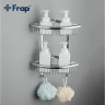 Полка FRAP F352-1 2-ярусная угловая с крючками, нержавейка/хром