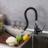 Смеситель для кухни FRAP H57 F4457 с гибким изливом черный/хром
