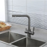 Смеситель для кухни FRAP F4352-9 со встроенным фильтром (краном) под питьевую воду оружейная сталь