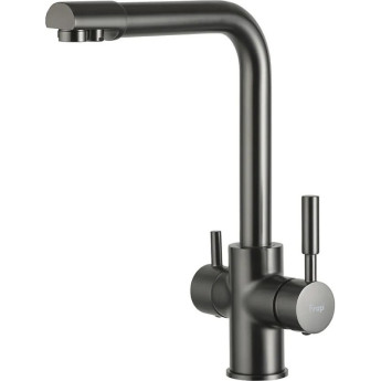 Смеситель для кухни FRAP F4352-9 со встроенным фильтром (краном) под питьевую воду оружейная сталь