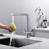 Смеситель для кухни FRAP F43899-3 со встроенным фильтром (краном) под питьевую воду сатин