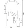 Смеситель для кухни с гибким изливом FRAP F4397-3 с подключением фильтра питьевой воды сатин золотой/белый